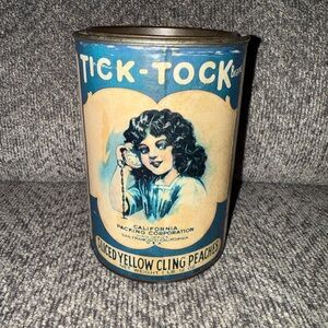 Tick-Tock Brand Sliced Peaches Can